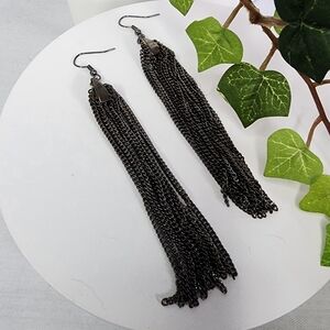 Bronze Long Multi Chain Tassel Style Earrings